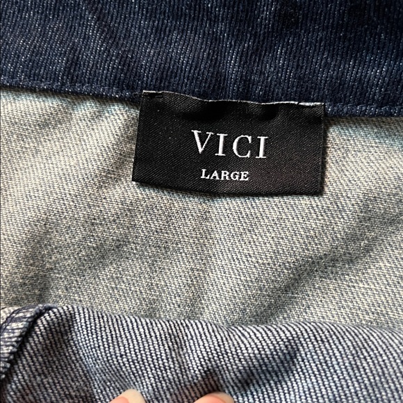 Vici Stylish patchwork Denim skirt side‎ zip front button asymmetrical size L - Picture 3 of 12